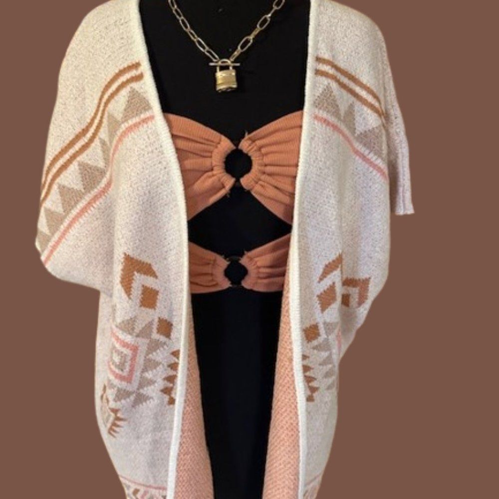 Tribal Print Knit Cardigan 6020 Medium new